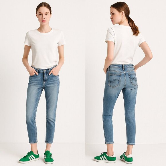 SILVER✨JEANS Suki Skinny Crop Women’s W27/L26 Light Wash Denim 👖 Size 27 - Picture 4 of 15